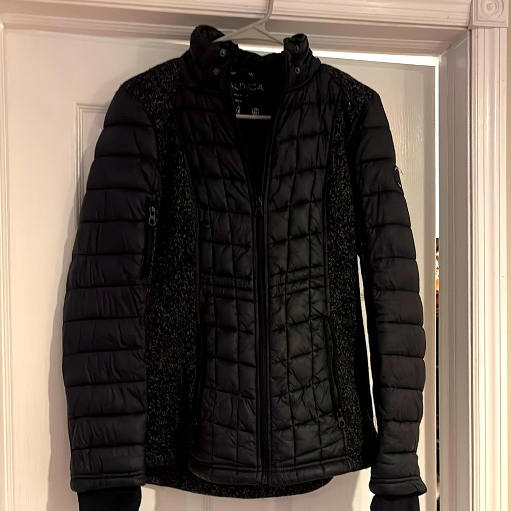 Nautica Black Puffer Jacket Quilted Insulated